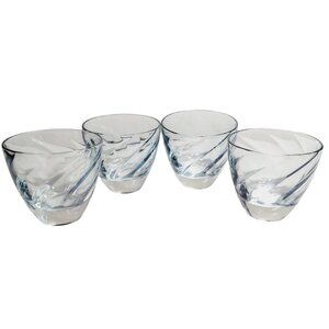 Depression Era Hazel Atlas Blue Optic Swirl Tumbler Glasses 4oz Set Of 4